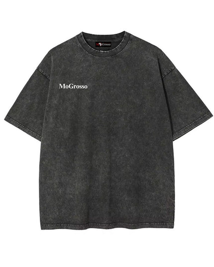 MoGrosso Vintage Longsleeve Believers Edition T-shirt in het grijs met een vintage uitstraling en een gewassen 100% katoenen stof