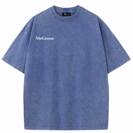 MoGrosso blue Vintage Oversized T-shirt on a white background for everyday streetwear