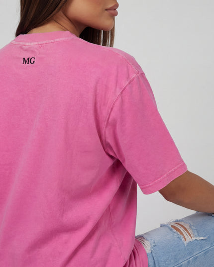 MoGrosso pink woman oversized t shirt back view daily wear