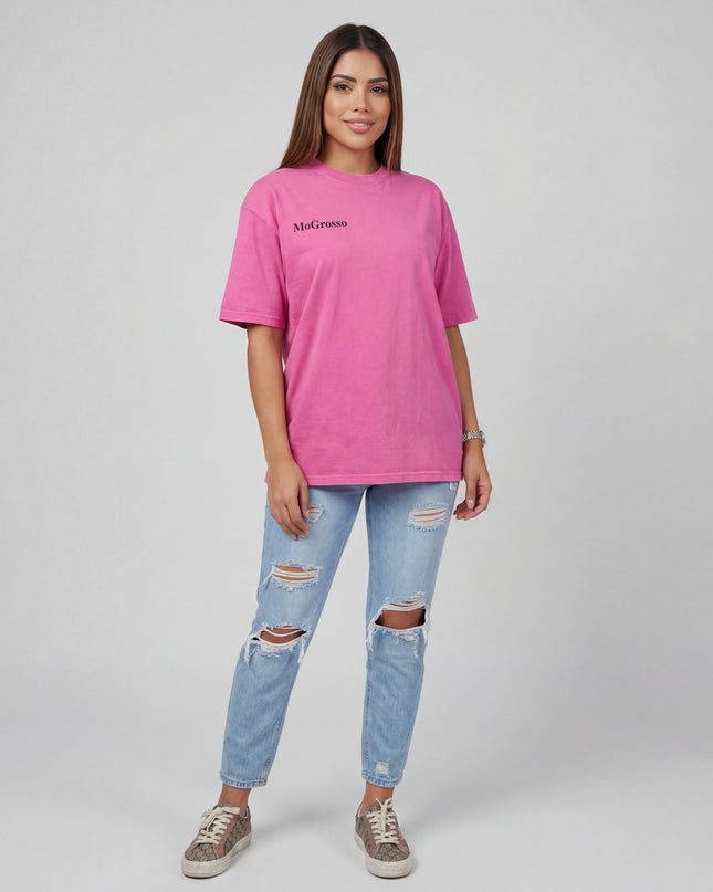 MoGrosso pink woman oversized t shirt view daily wear