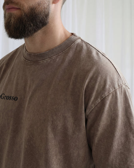 MoGrosso taupe oversized t shirt logo daily wear