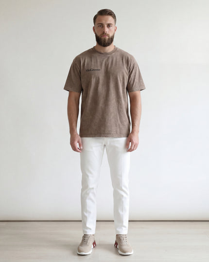 MoGrosso taupe oversized t shirt stand daily wear