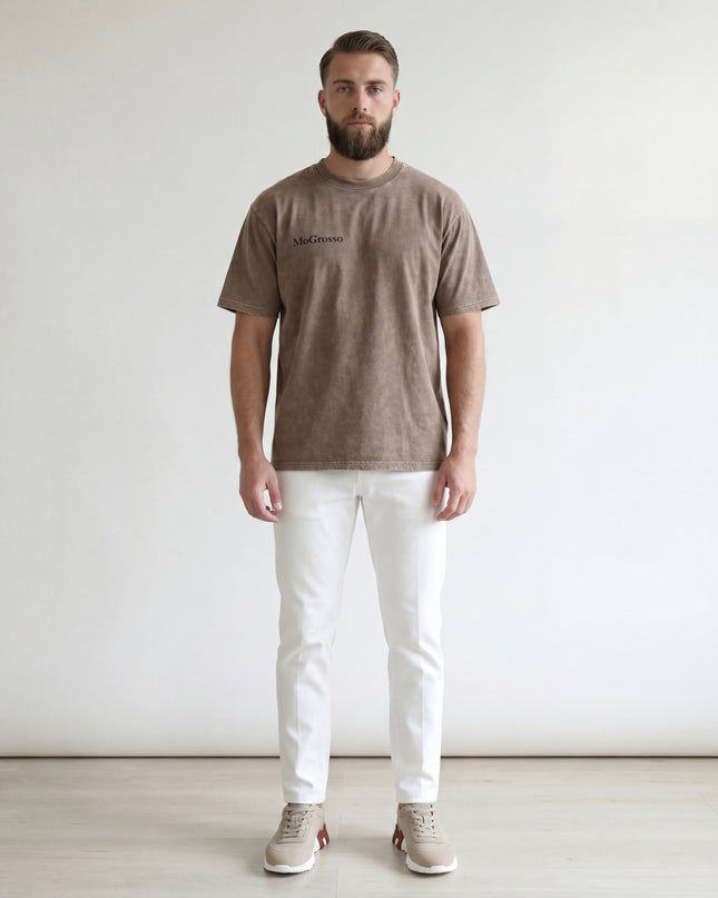 MoGrosso taupe oversized t shirt stand daily wear